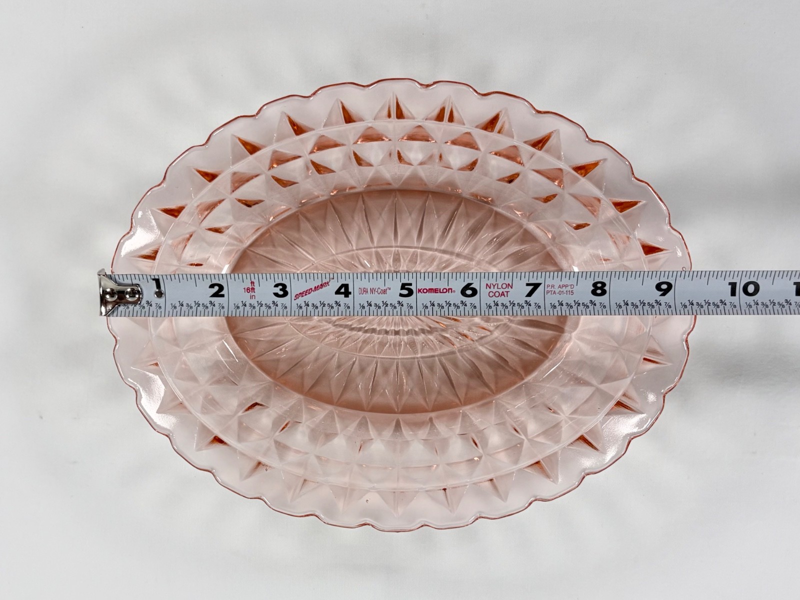2 Vintage Jeannette Windsor Diamond Pink Depression Glass Oval Serving Bowls Set