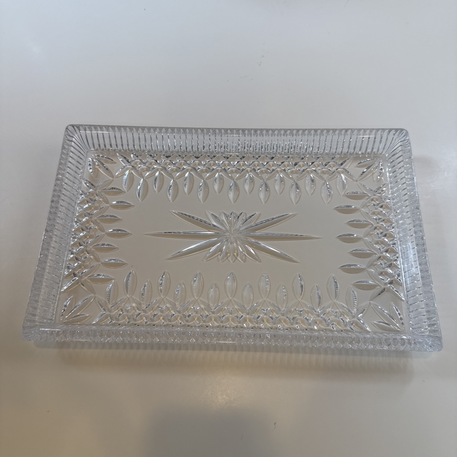 Waterford Crystal Lismore 11″ Vanity Tray Signed Fred Curtis w/ Box Ireland