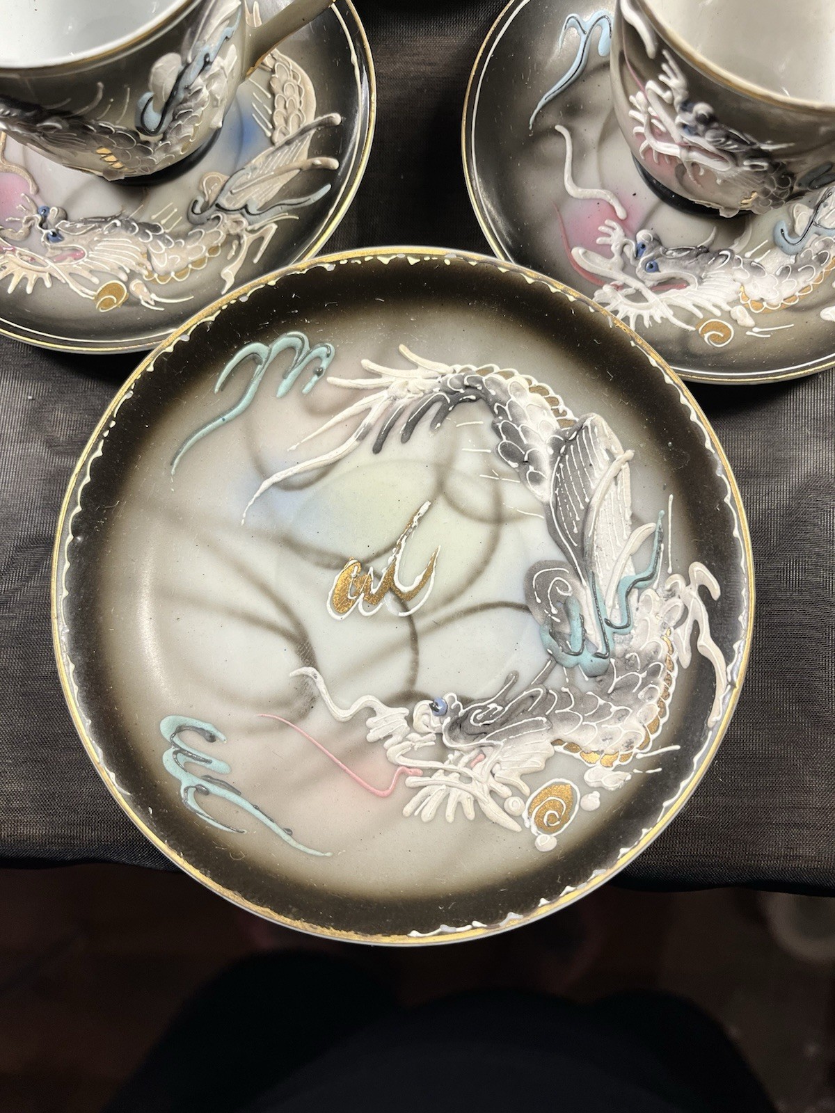 Large Vintage Dragonware Moriage Tea Set Hand Painted Fine China From Japan