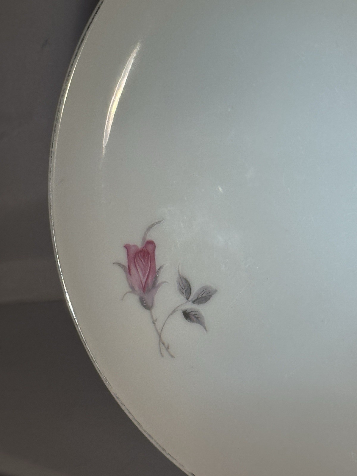 Pearl Fine China Japan Pink Rose Dinner Plates Set of 4 10.25in Silver Trim