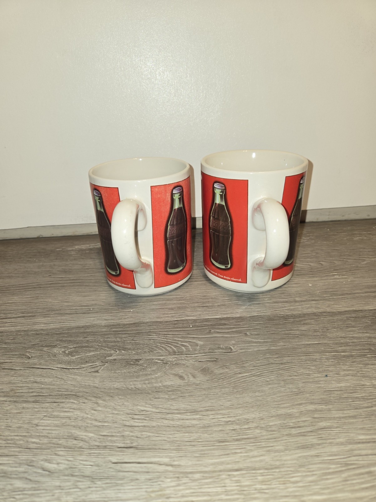Vintage 1997-98 Ceramic Coca Cola Advertising Coffee Mugs- Glass Bottle-lot Of 2