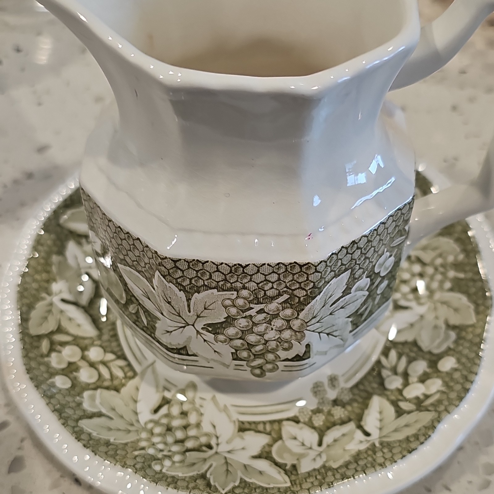 Vintage Kensington Staffords Somerset ironstone creamer and saucer.