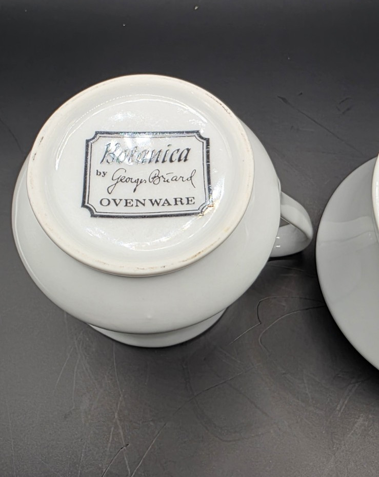 VTG Botanica by Georges Briard Ovenware Cream and Sugar Bowls Florals Bee