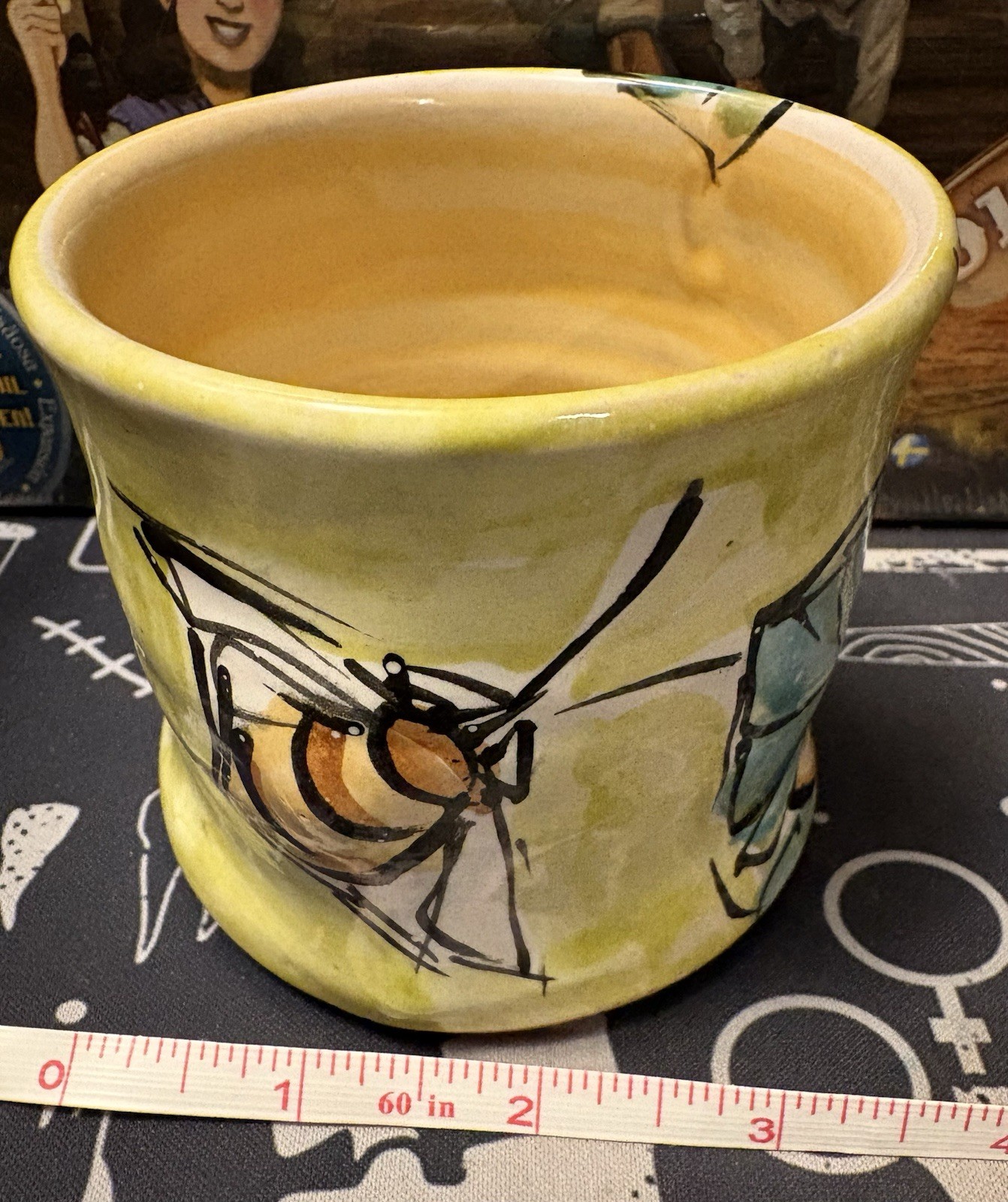 Karin Kreamer Handmade Ceramic Cup Bee And Sunflower