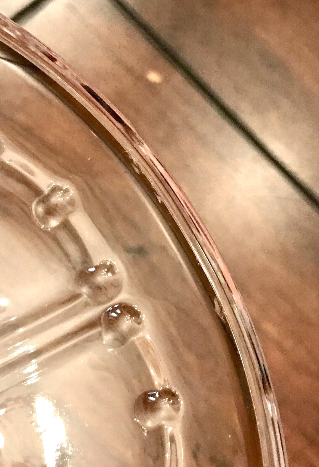 Vintage 5″ Indonesia KIG Clear Beaded Glass Dainty Candy Dish With Lid