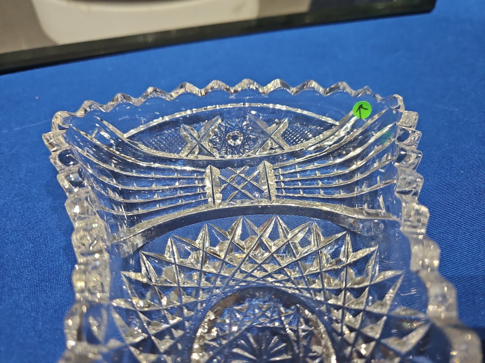 unusual Bonbon Bowl American Brilliant period Cut Glass Crystal Bow tie shape