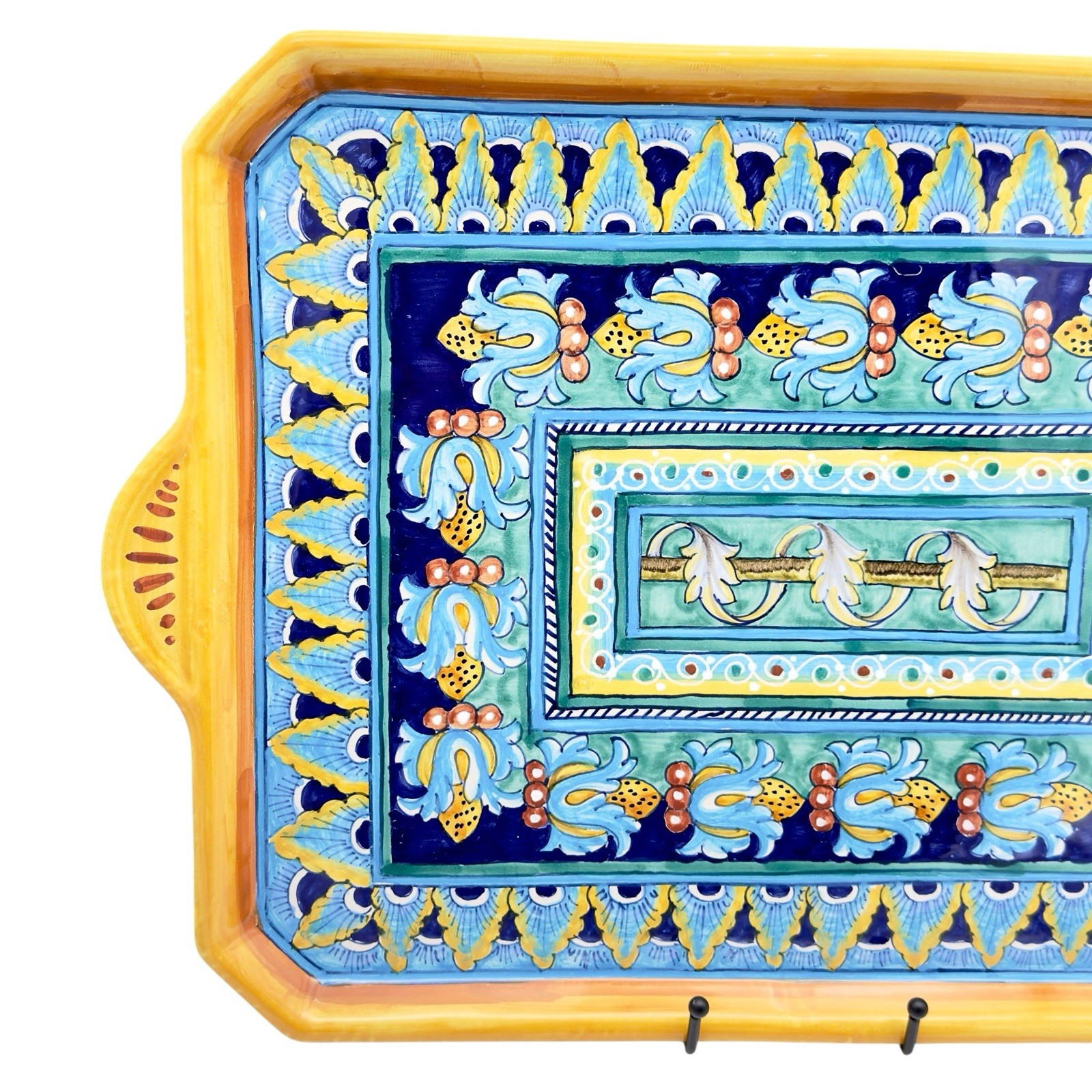 Italian Deruta Majolica Pottery Platter Hand Painted Rectangular Serving Tray