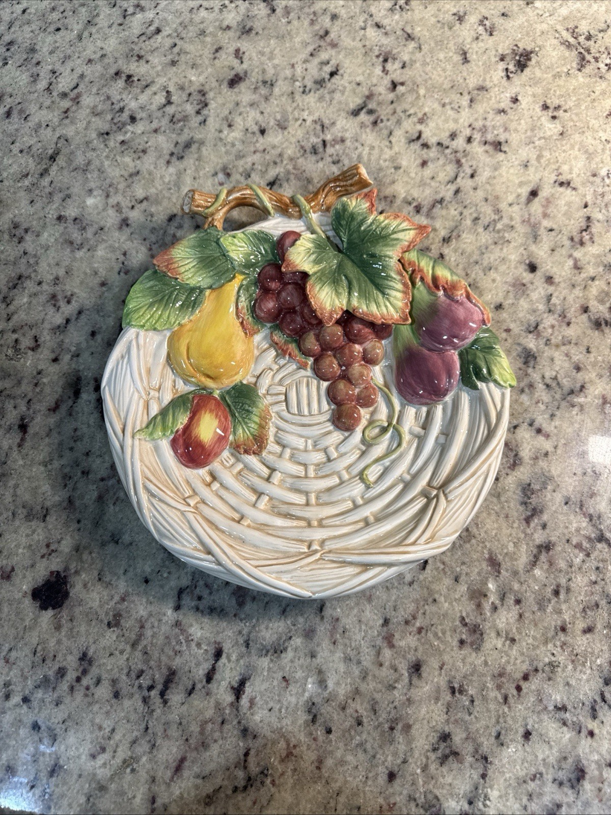 Fitz and Floyd Classics Country Gourmet Canape Plate Embossed Fruit Basketweave