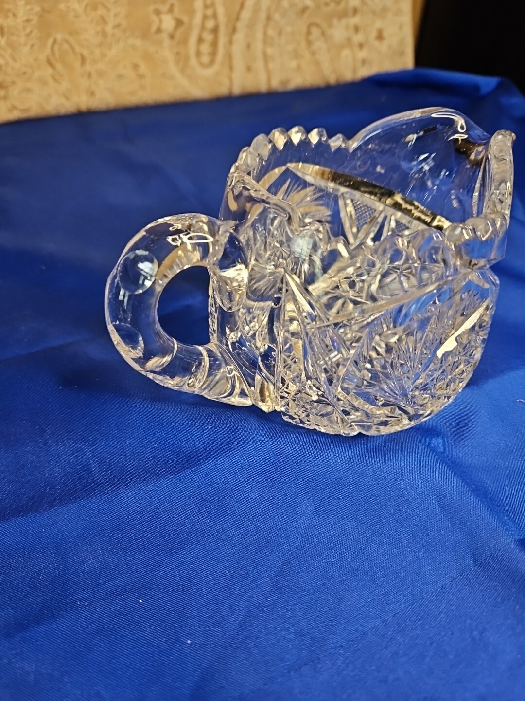 Antique American Brilliant Crystal Saw Tooth Creamer Elegant Dining OLD MONEY