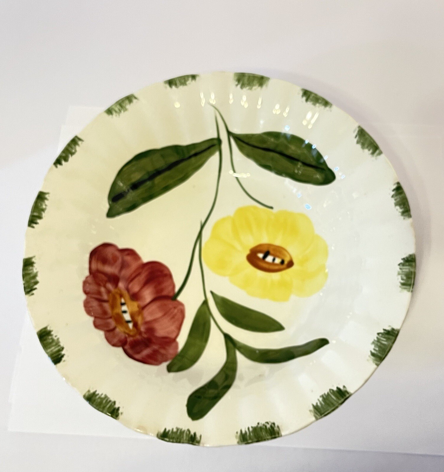 Blue Ridge Southern Pottery Poppy Flowers Vintage Serving Bowl Hand Painted 9″