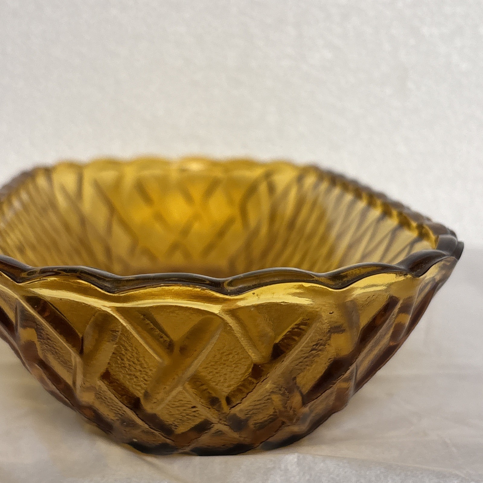 Amber Indiana Glass Oblong Celery Dish w/ raised basket weave design