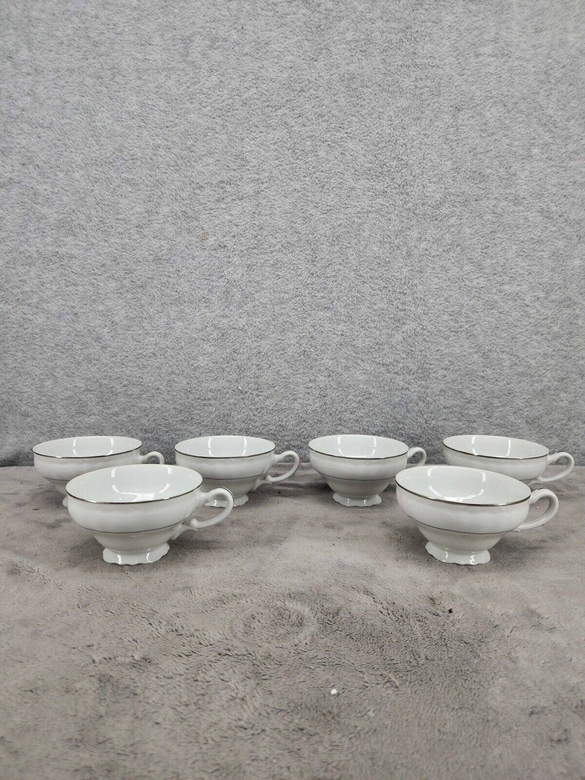 Lot Of 6 Vintage Harmony House Tea Cups Nora Platinum #3857 Fine China Japan