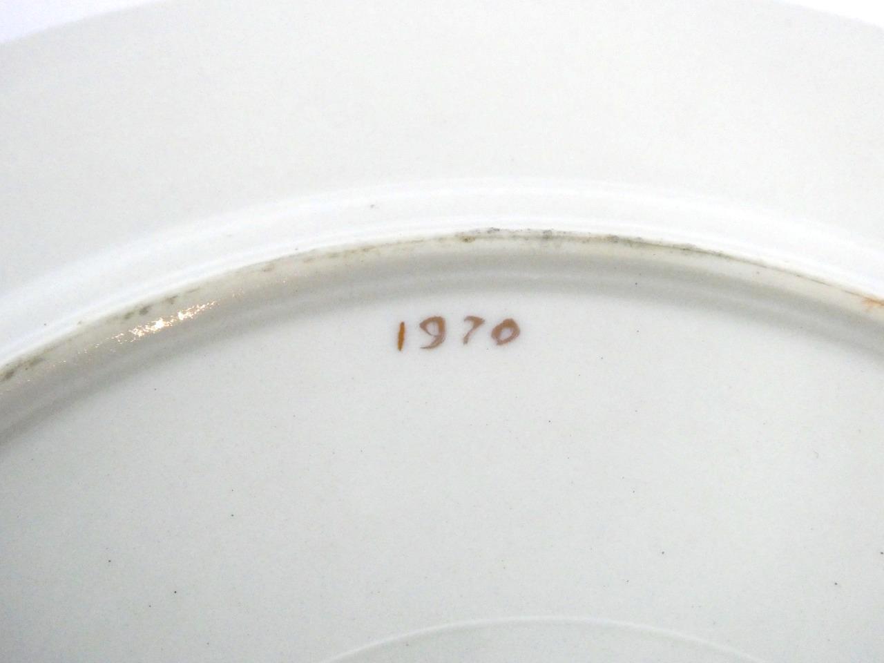 1970s Hand Painted Floral Porcelain 5 Piece Place Setting Hydrangea Signed VGOOD