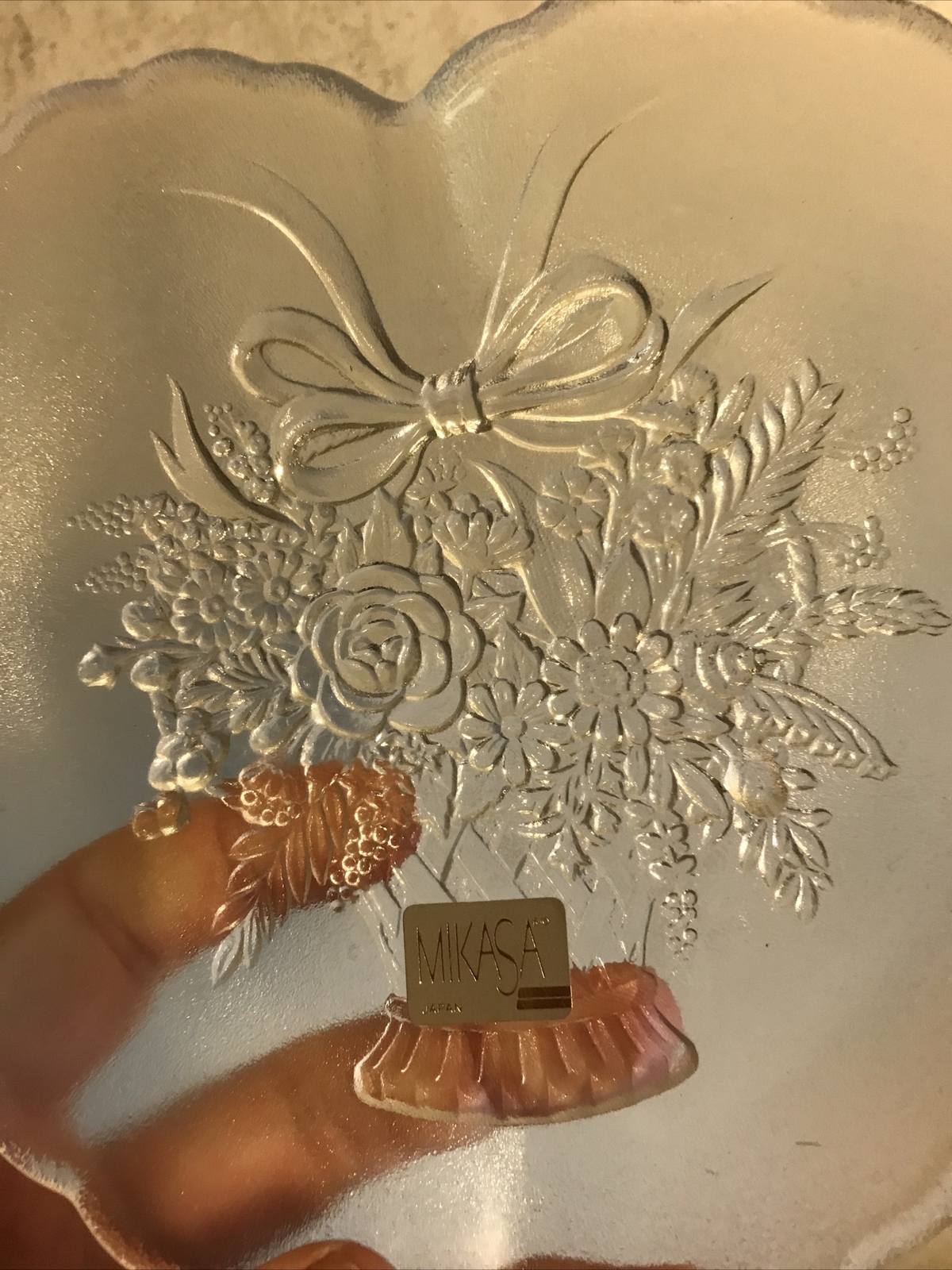 Mikasa Small Heart Shaped Clear Glass Dish Candy Trinket Jewelry Treasures