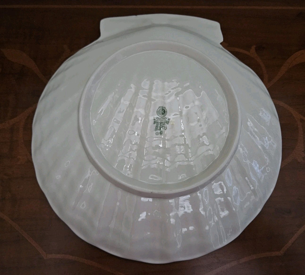 ESTATE ANTIQUE VINTAGE BELLEEK NEPTUNE PORCELAIN CORAL SHELL SERVING PLATE TRAY