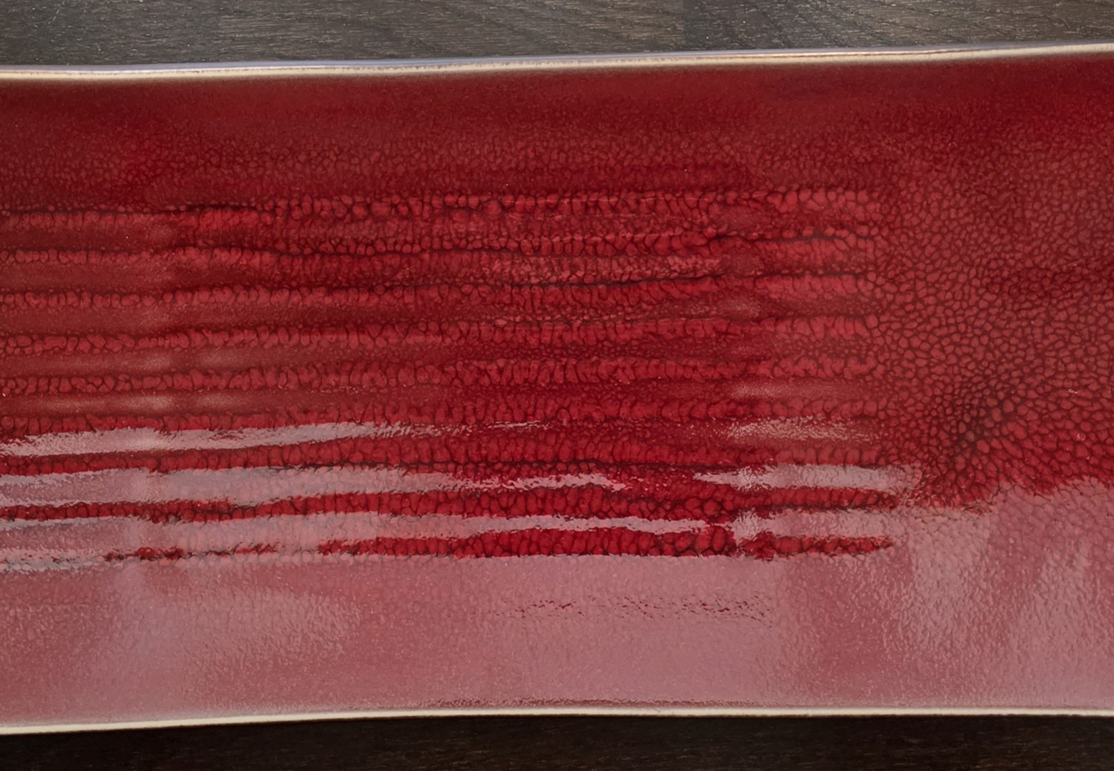 Jars Ceramistes Made In France Rectangular Platter XL 20 Inch Red Crackle Glaze