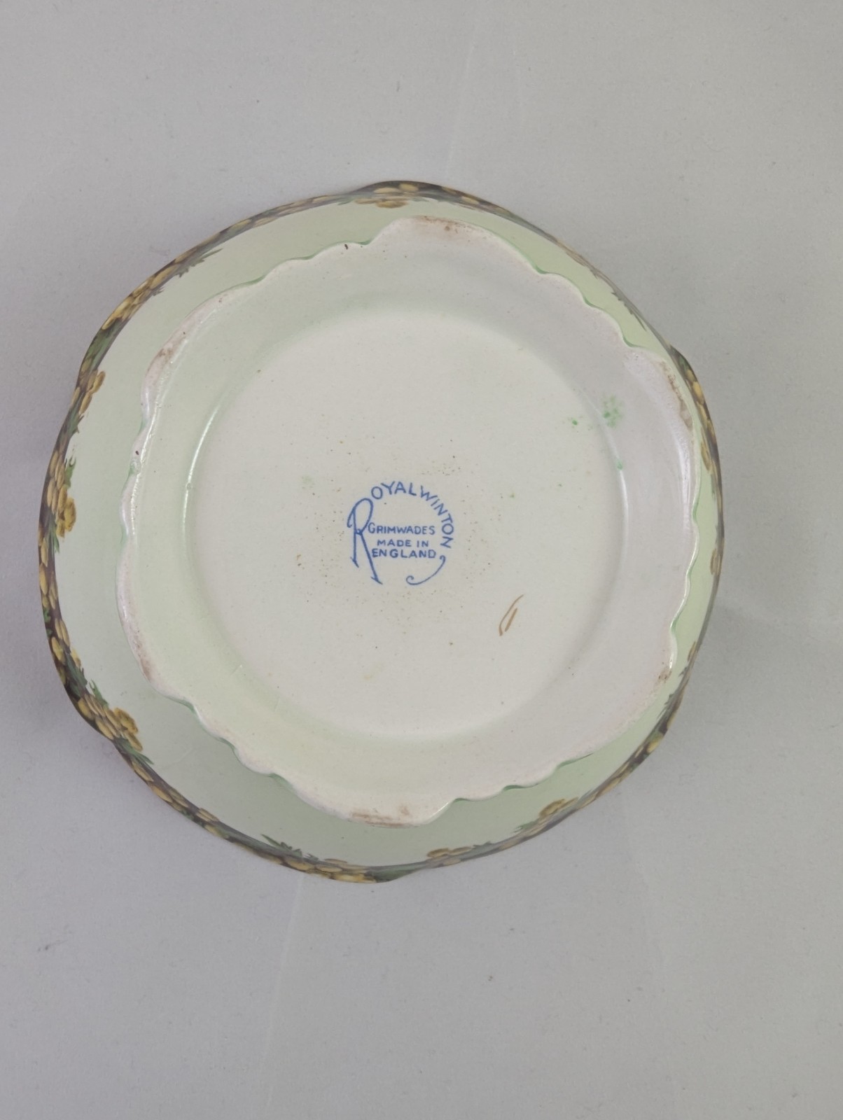 Vintage Royal Winton hand-painted porcelain decorative bowl with a floral border