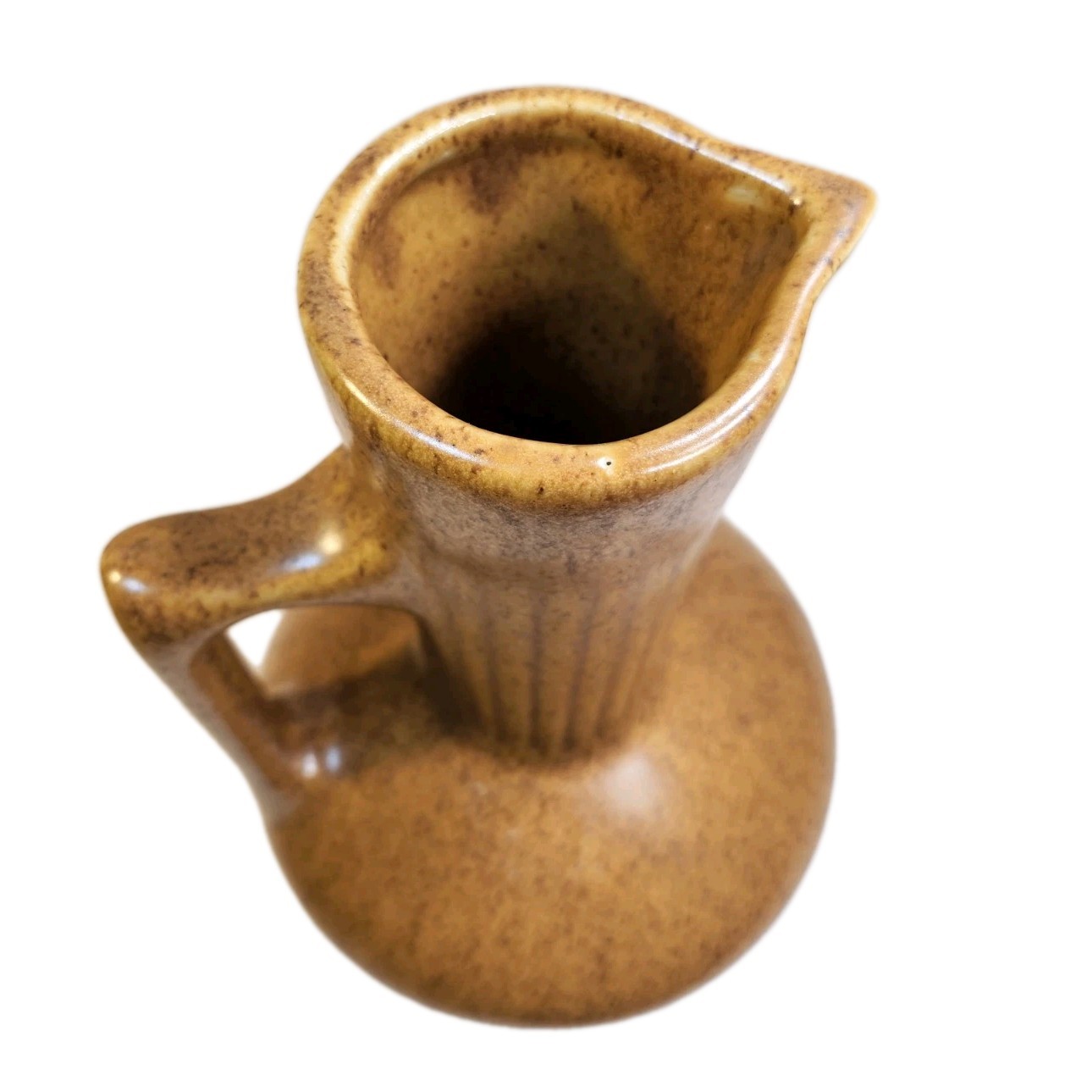 Vintage Monmouth Pottery Western Stoneware Ribbed Pitcher Farmhouse Cottagecore
