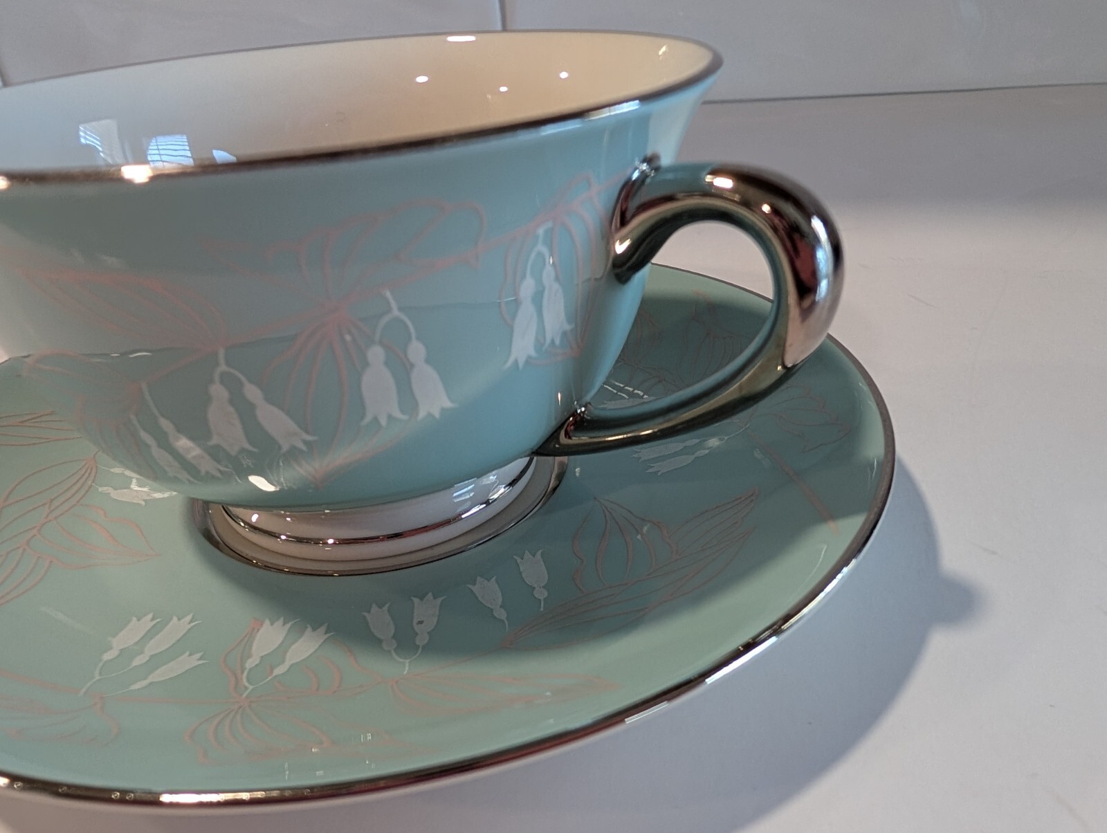 Vintage 1963 Nancy Prentiss “Foxhall” Fine China Set Of 2 Tea Cup And Saucers