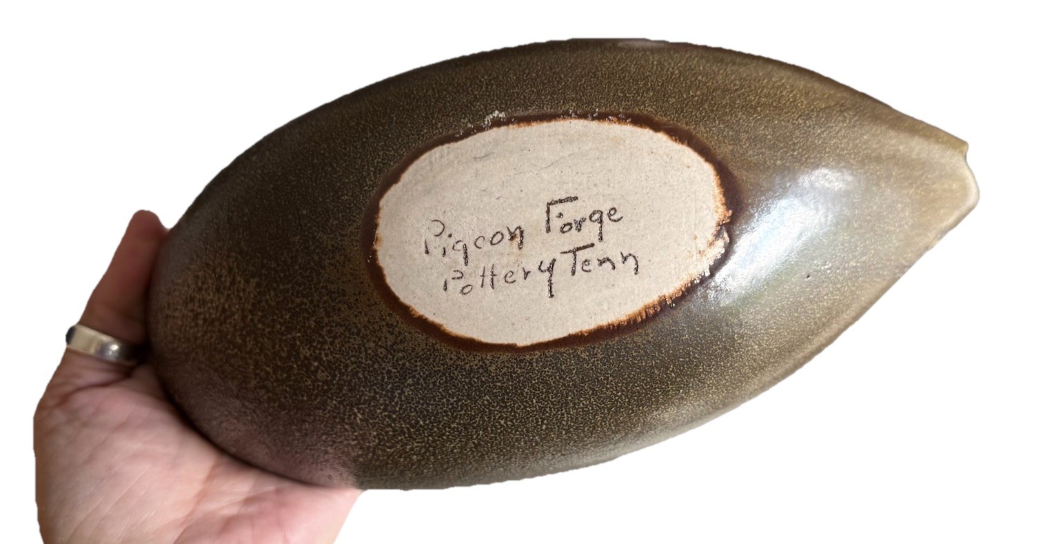 Pigeon Forge TN Appalachian Art Pottery Lava Glaze Unique 9.25”L x 4.5”W x 2.5”H