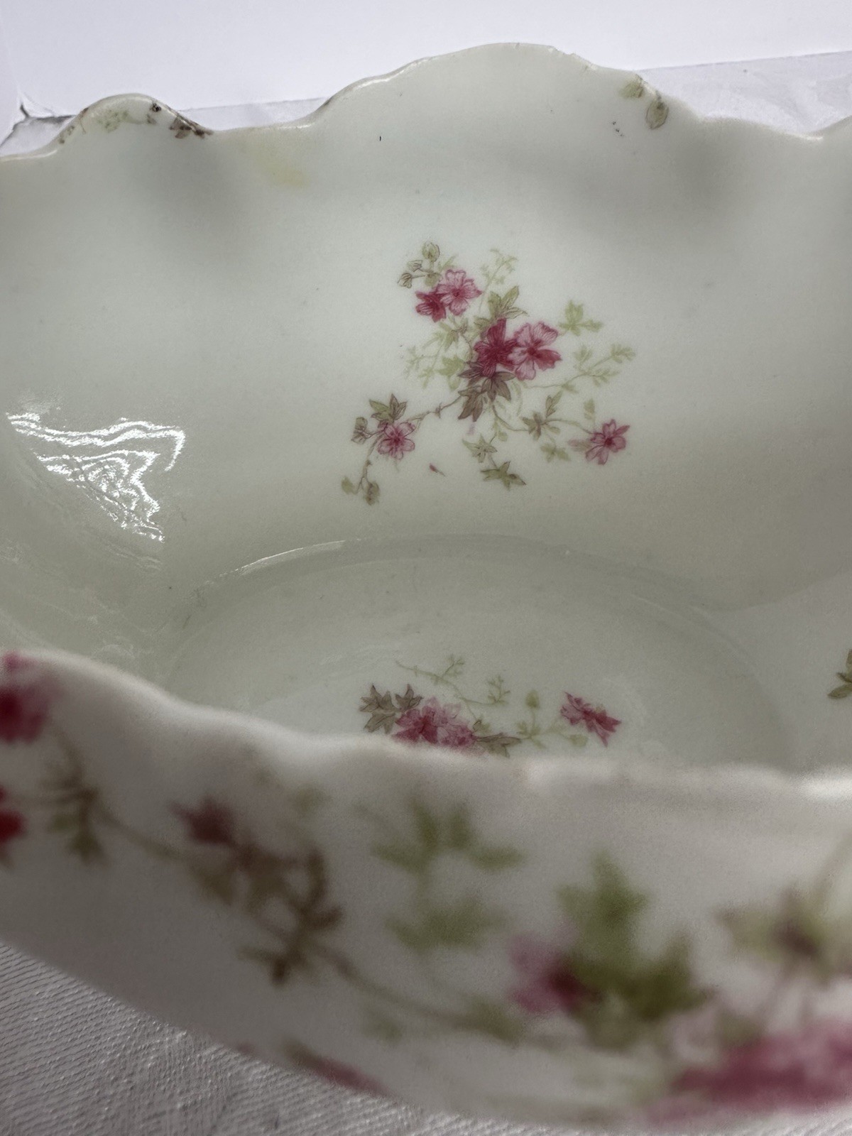 2pc Charles Field Haviland Limoges Embossed Sauce/Gravy Boat Pink Floral Sprays