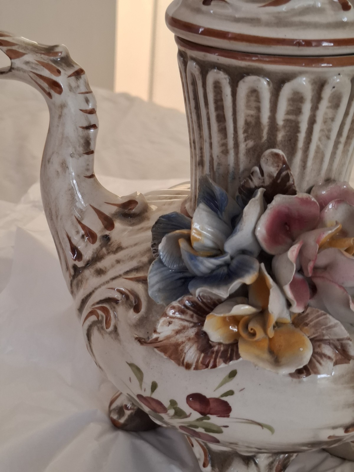 Vintage Capodimonte Footed Pitcher (Read Notes)