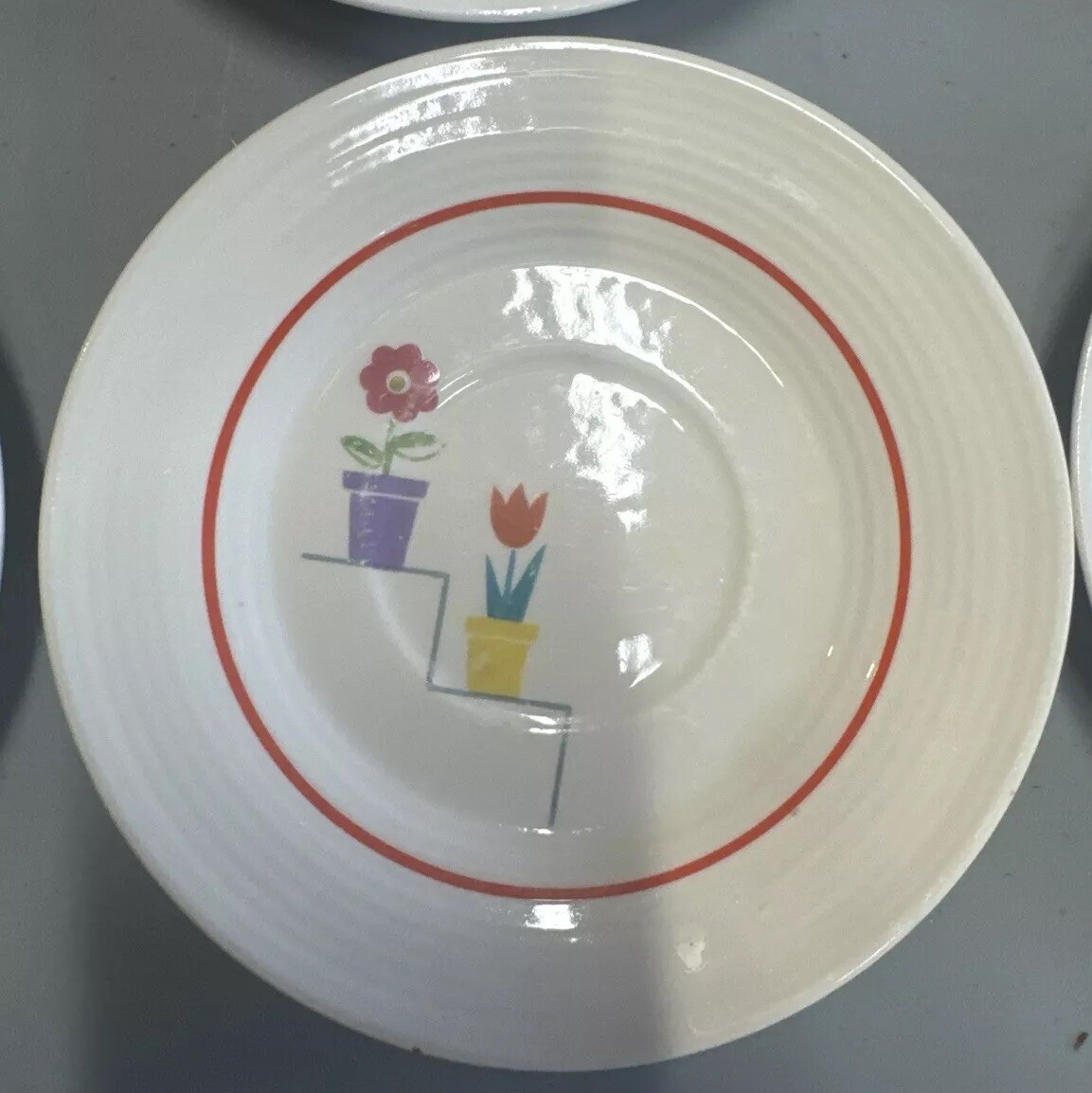1940s LIMOGES Posey Shop Triumph Ceramic Tea Cup Plates (7)