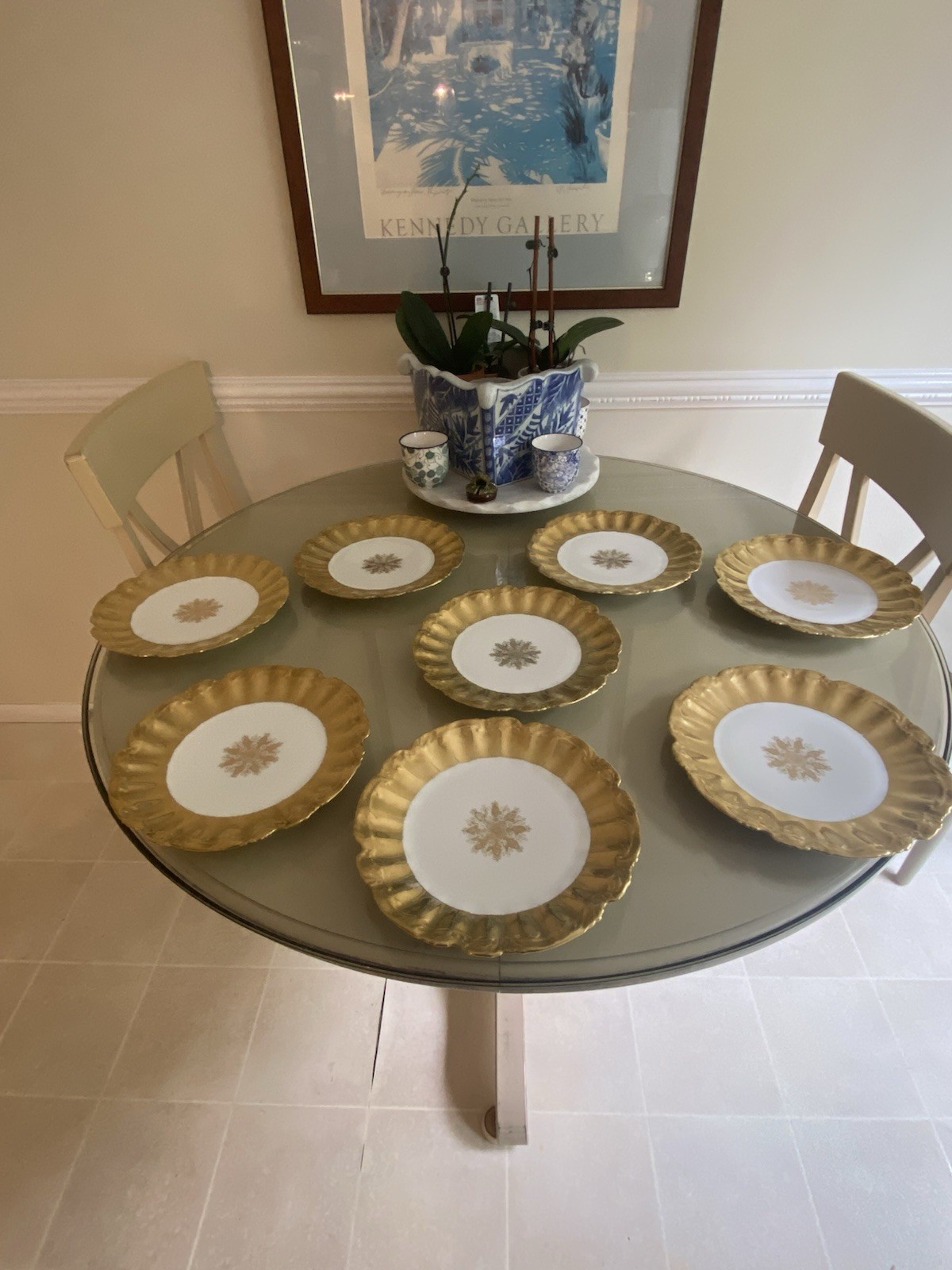 Vintage China Nathan Straus & Sons LS&S-Limoges FR Snowflake Pattern Gold Leaf