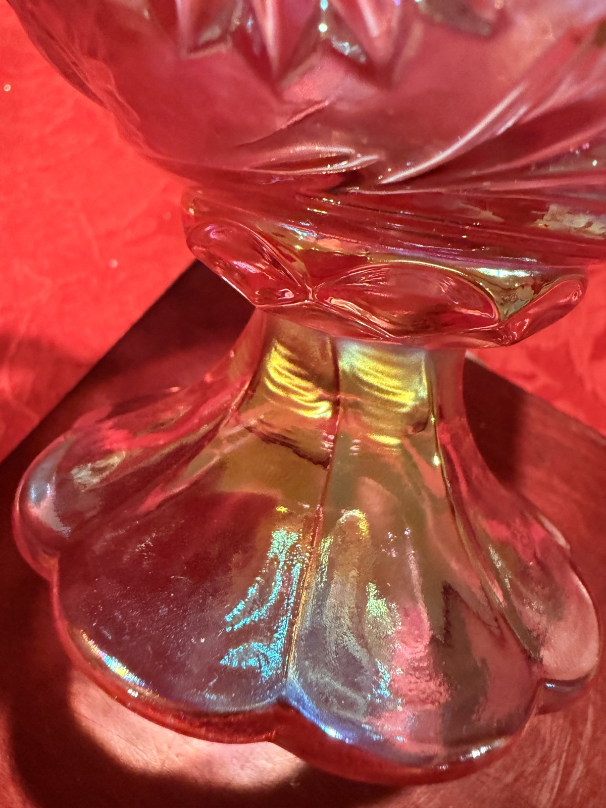 RARE Vtg Fenton Dusty Rose Pink Carnival Glass Miniature Punch Bowl Set/4 Cups
