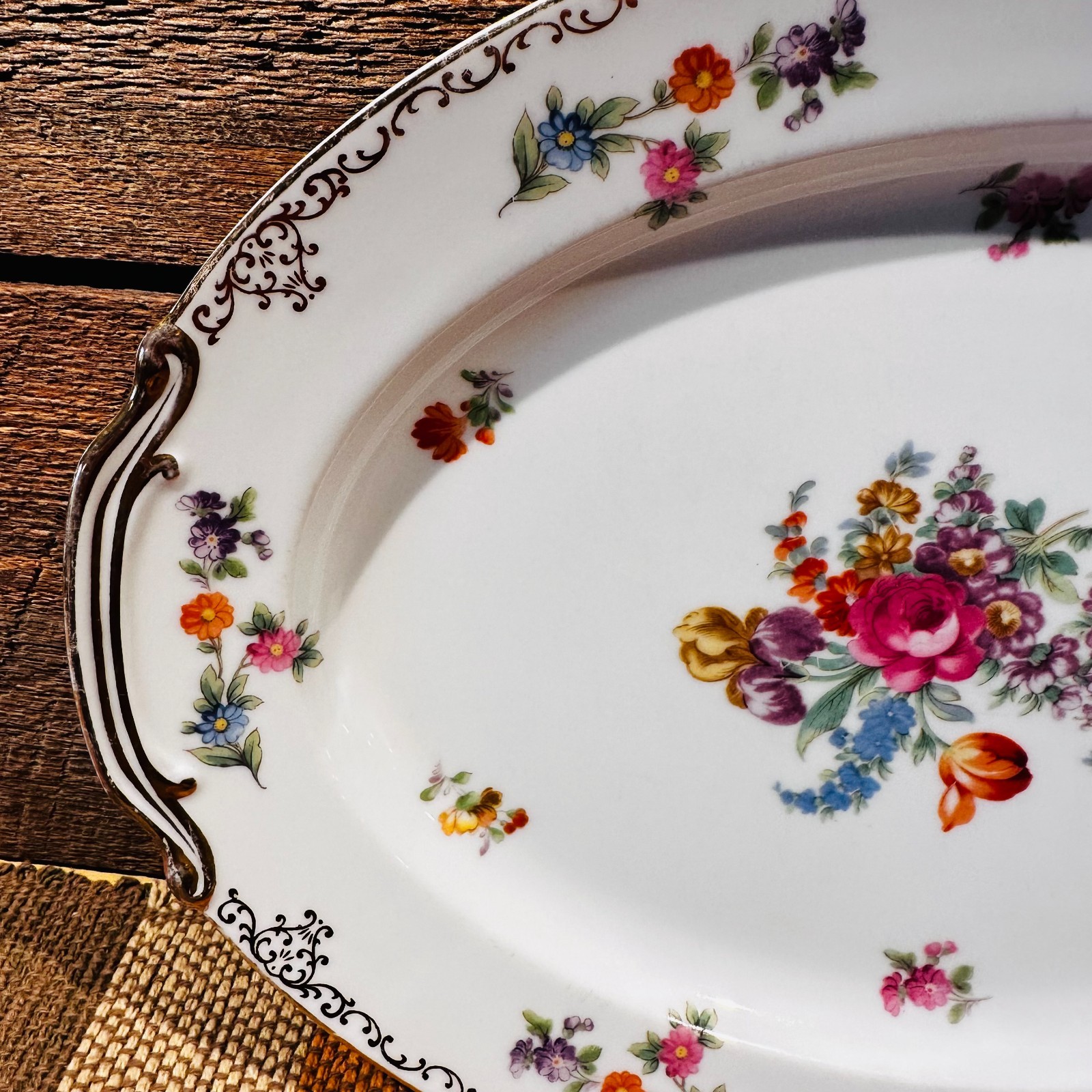 Noritake China “Dresdoll” 1950s Platter Made in Occupied Japan Floral