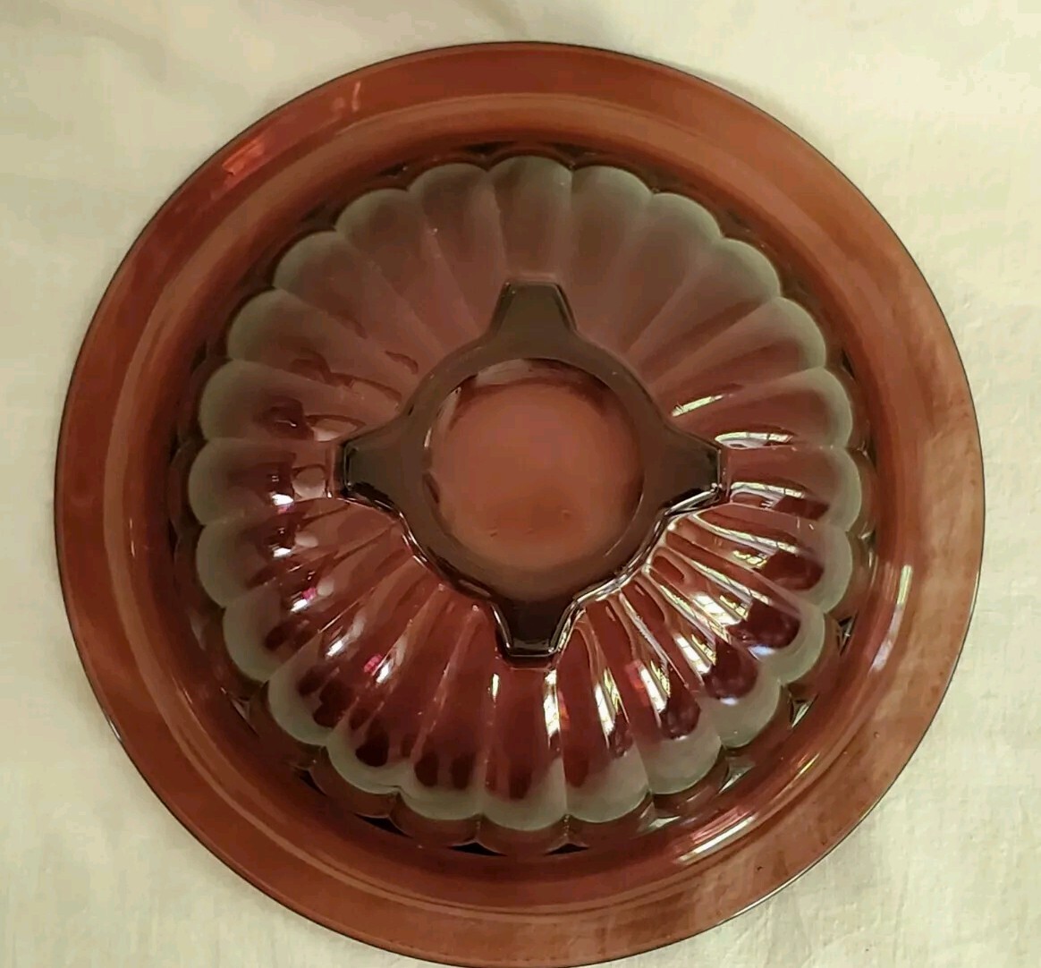 Vtg 30’s Hazel Atlas Purple Amethyst Punch Bowl Chrome Art Deco Moderntone Cups