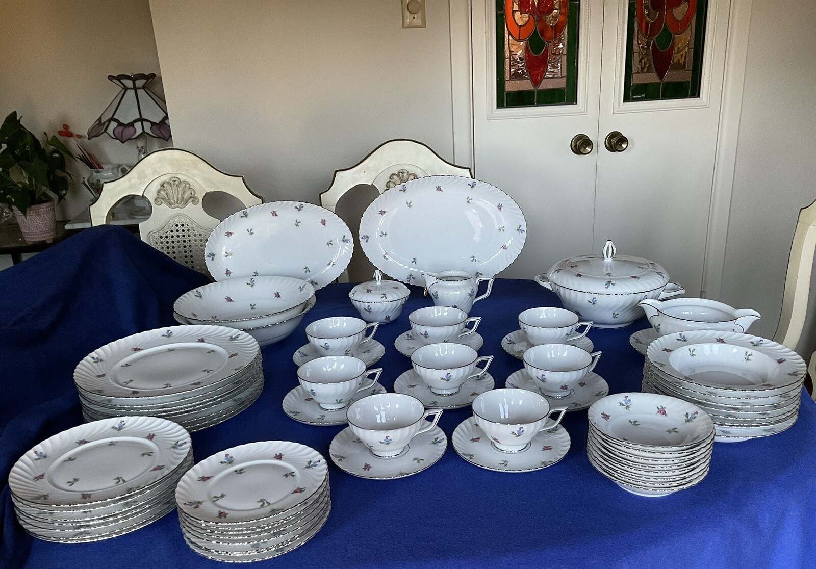 Royal Tettau 1794 Germany “Dresden Flowers” 7 Pieces, 8 Place Setting + Serving