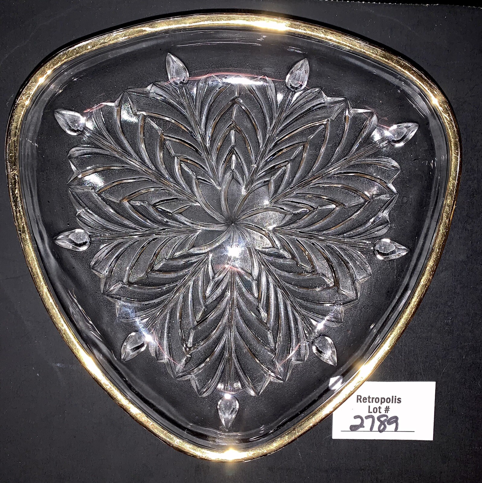 7 Jeannette Glass Plates FEATHER Gold Trim Candy Nut Dishes Vintage