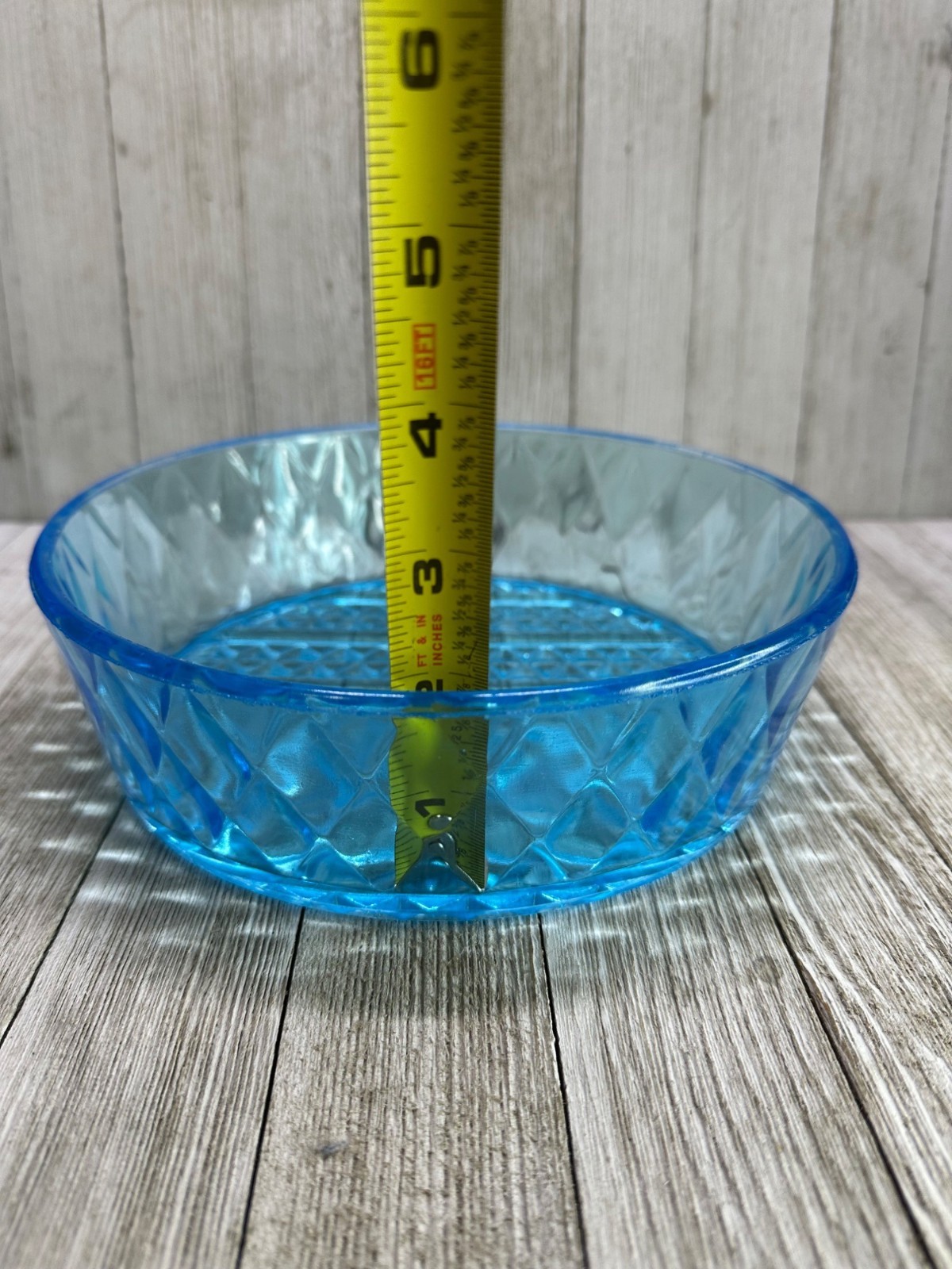 Vtg EAPG Bryce Brothers Style Bowl Diamond Quilted Pattern Sky Blue Glass 8″ DIA