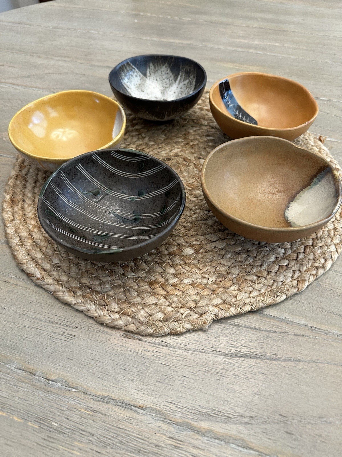 Bowl Set of 5 Stackable Stoneware Decorative Snack