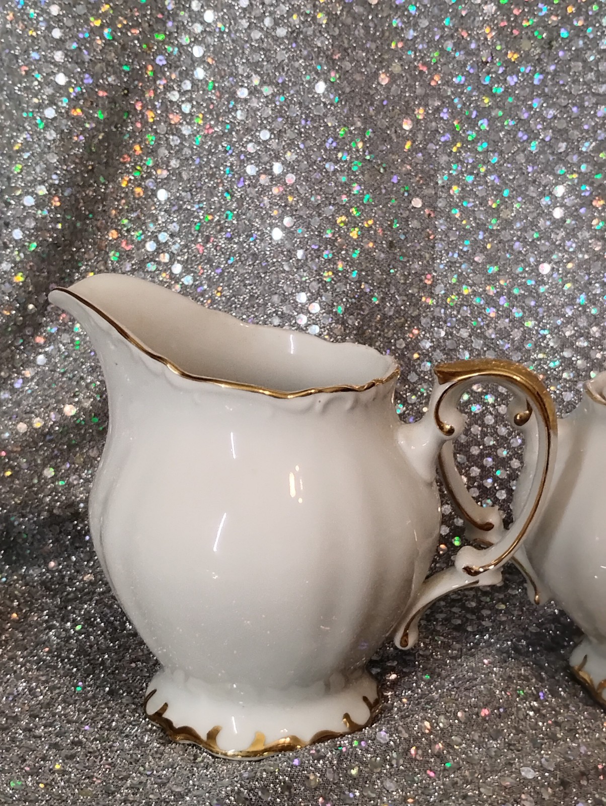 Bristol Fine China of Japan Esquire Creamer and Sugar Bowl Gold Trim