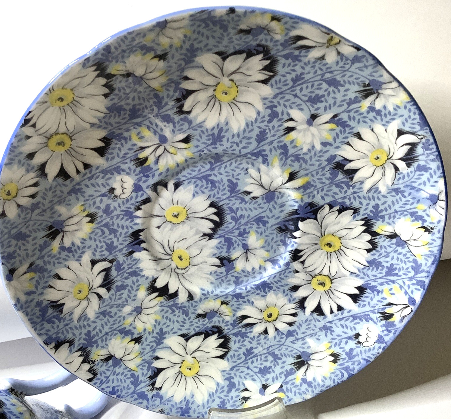 Vintage Shelley Bone China Blue Daisy Tea Cup and Saucer Chintz Daisies