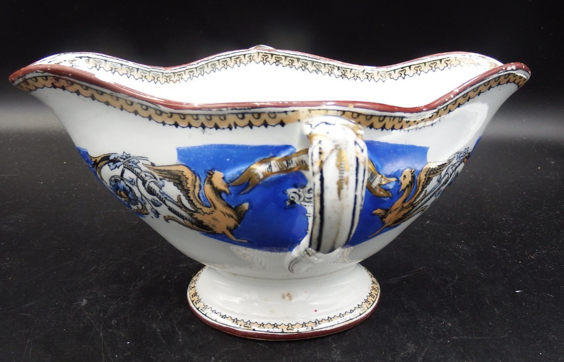 ANTIQUE Neoclassical Royal Worcester Gravyboat c 1850 – repaired handle