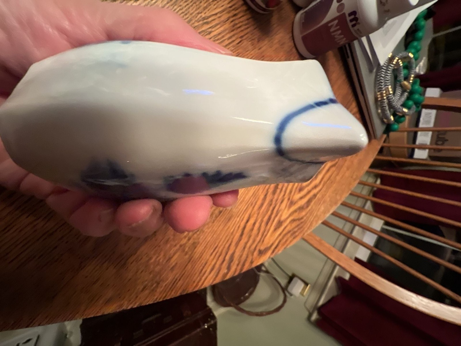 Vintage Blue and White Porcelain Creamer Pitcher