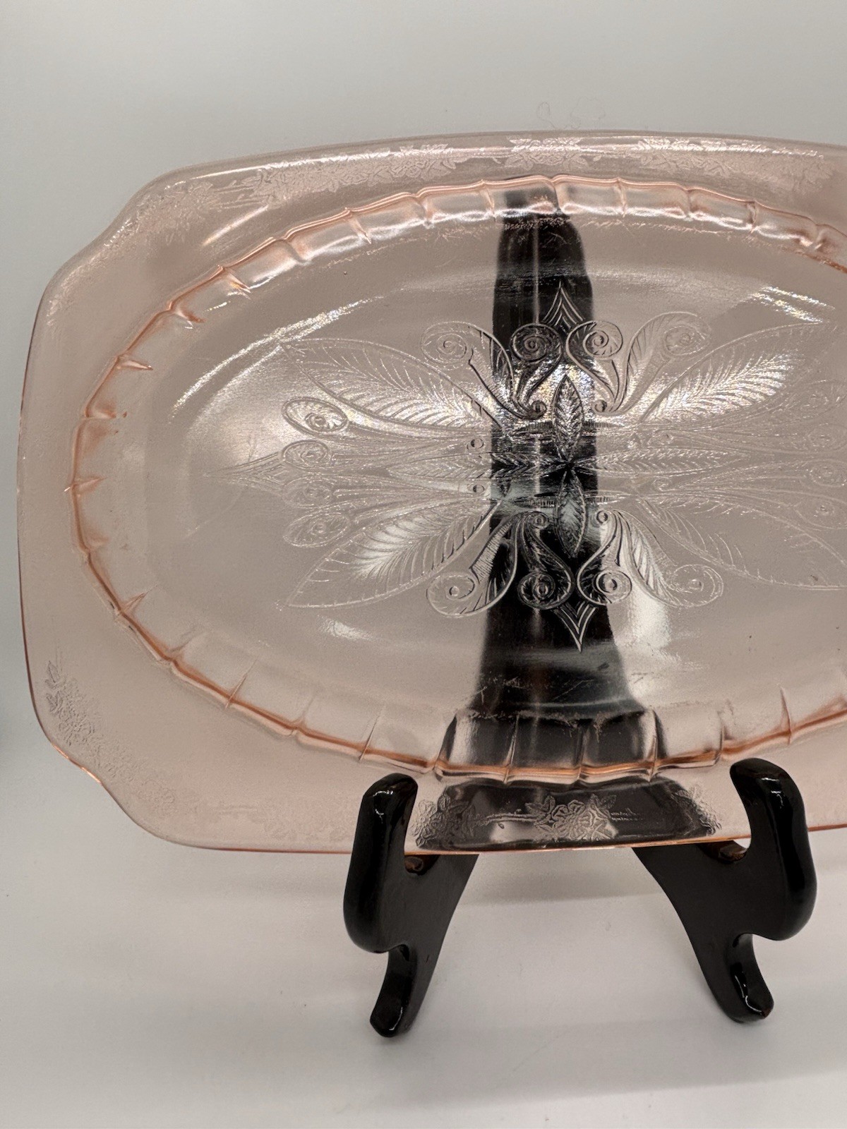 Jeanette Adam Pink Depression Glass Rectangular Serving Platter 11 5/8″ Vintage