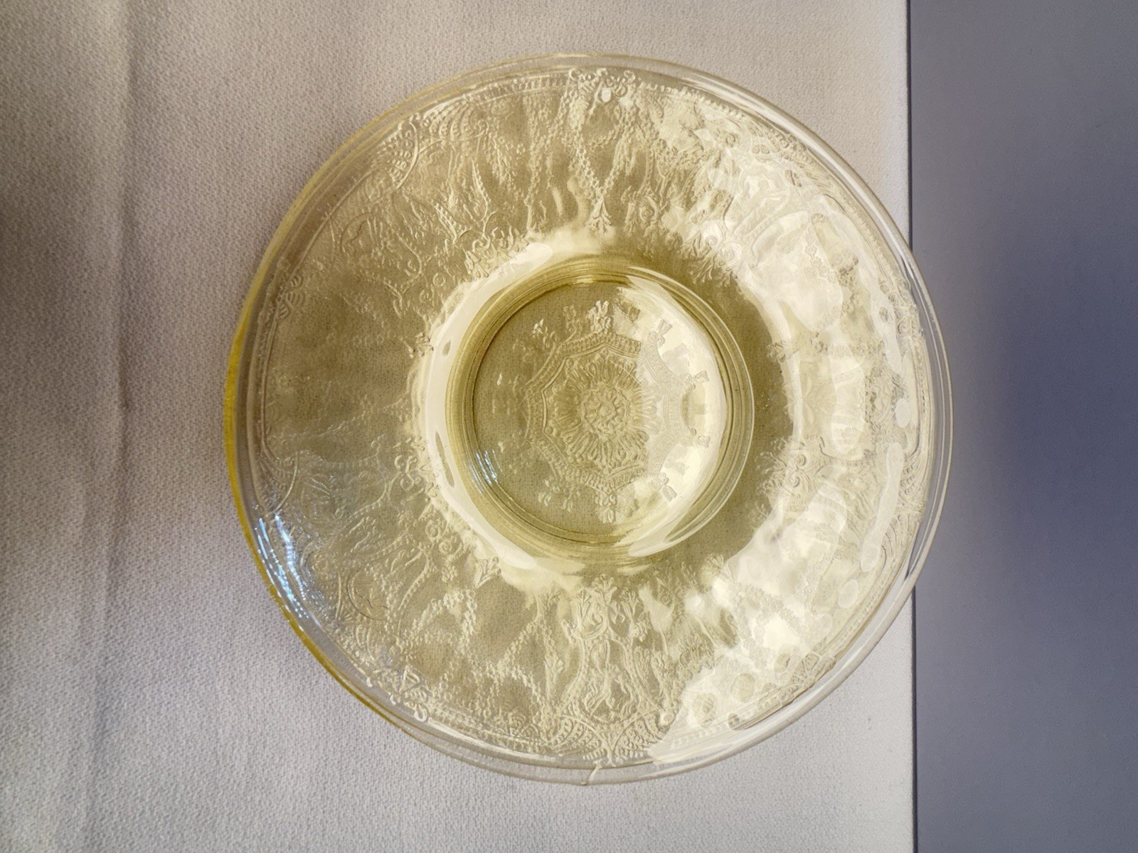 VTG Anchor Hocking Yellow Depression Glass Cameo Ballerina 6″ Saucer Set of 3