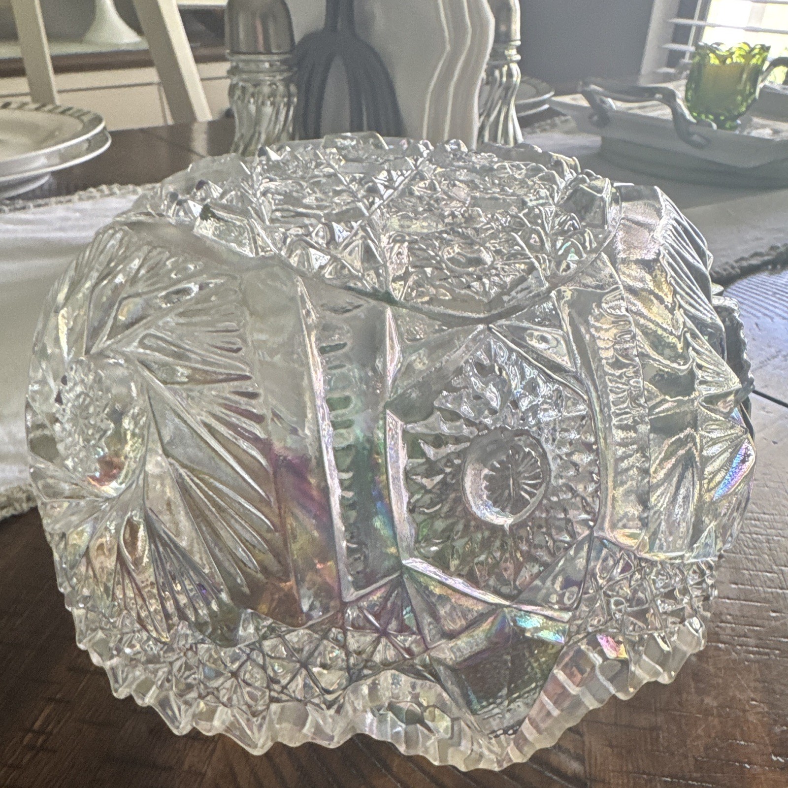 Opalescent crystal bowl. No signs of cracks or chips. One-Piece Set