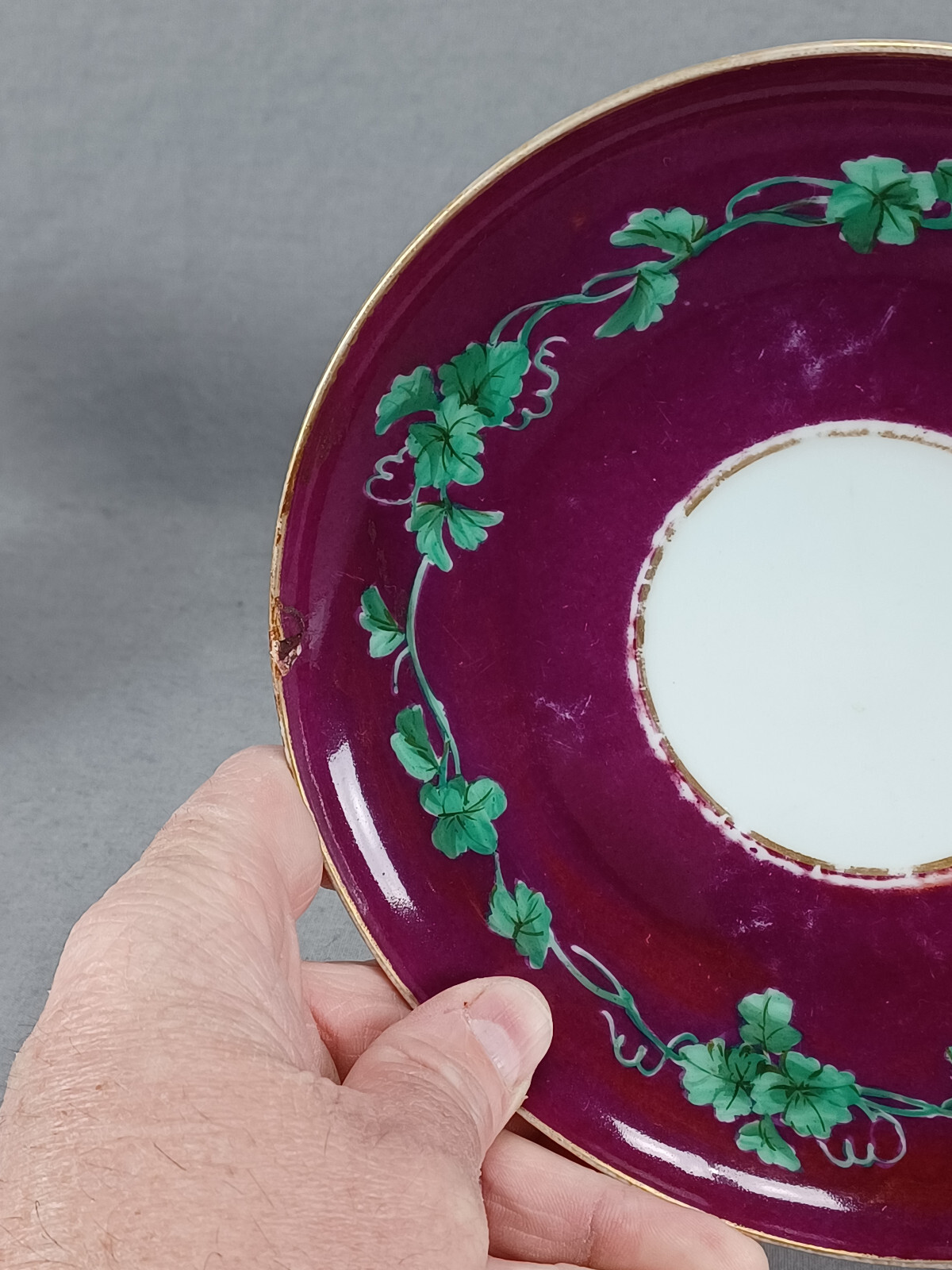 19th Century Austrian Hand Painted Neoclassical Portrait Oversized Cup & Saucer