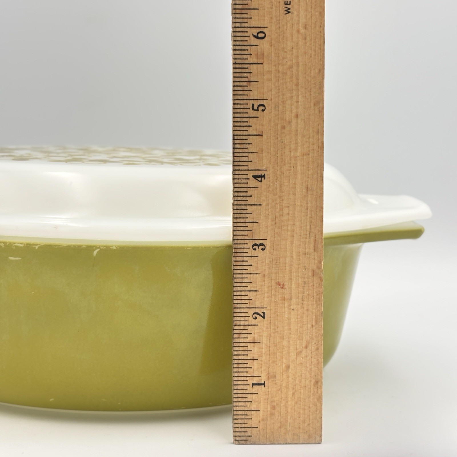 Vtg. PYREX Verde Olive Green 1-1/2 Qt. Oval Casserole Dish W/ Lid 043 Ovenware