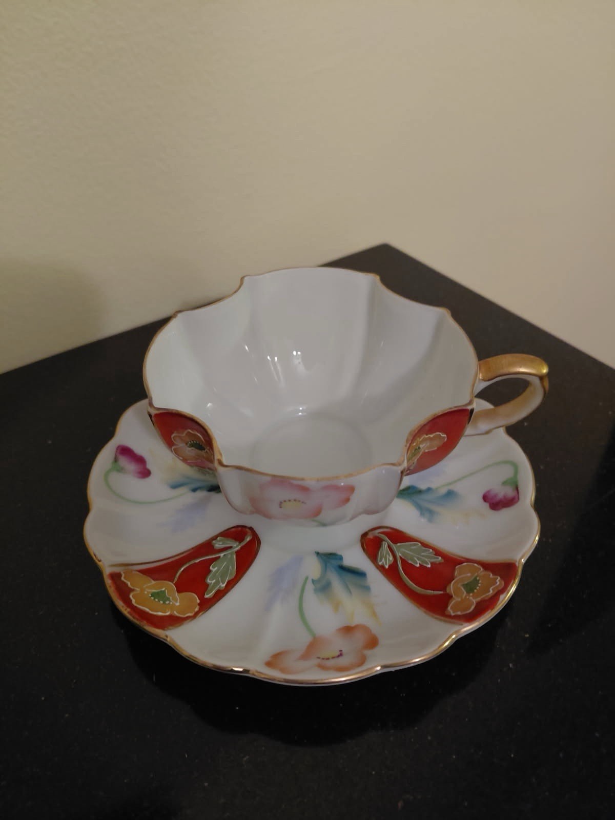 Vintage MERIT Teacup Set Cup and Saucer Hand Painted Made in Occupied Japan