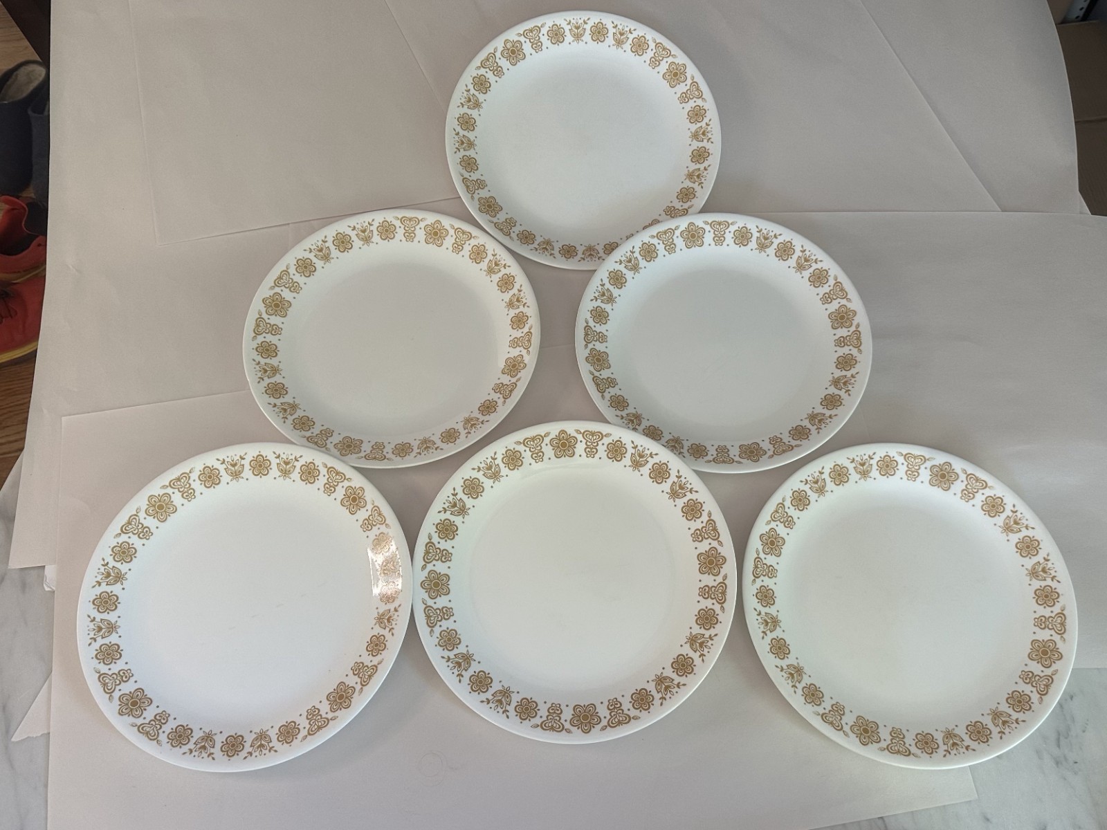 Corelle Livingware Butterfly Gold Floral Dinnerware Lot Plates Cups Bowl USA