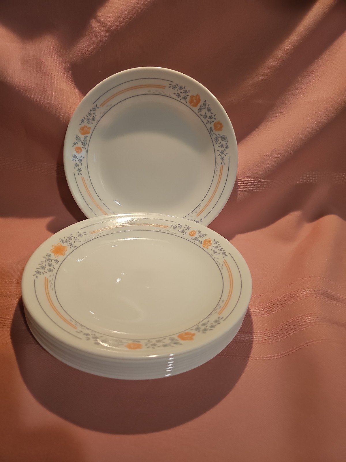8 Apricot Grove pattern Corelle Dinnerware Dessert Bread Plate. 6 3/4 Inches