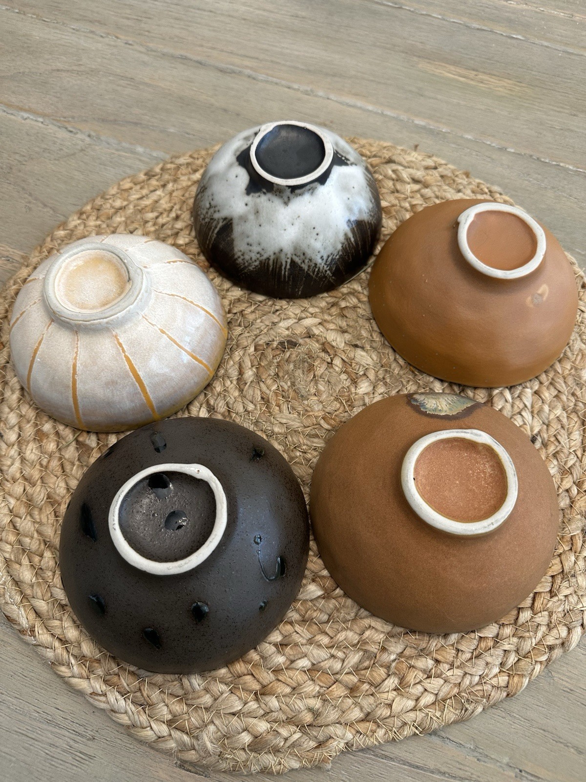Bowl Set of 5 Stackable Stoneware Decorative Snack