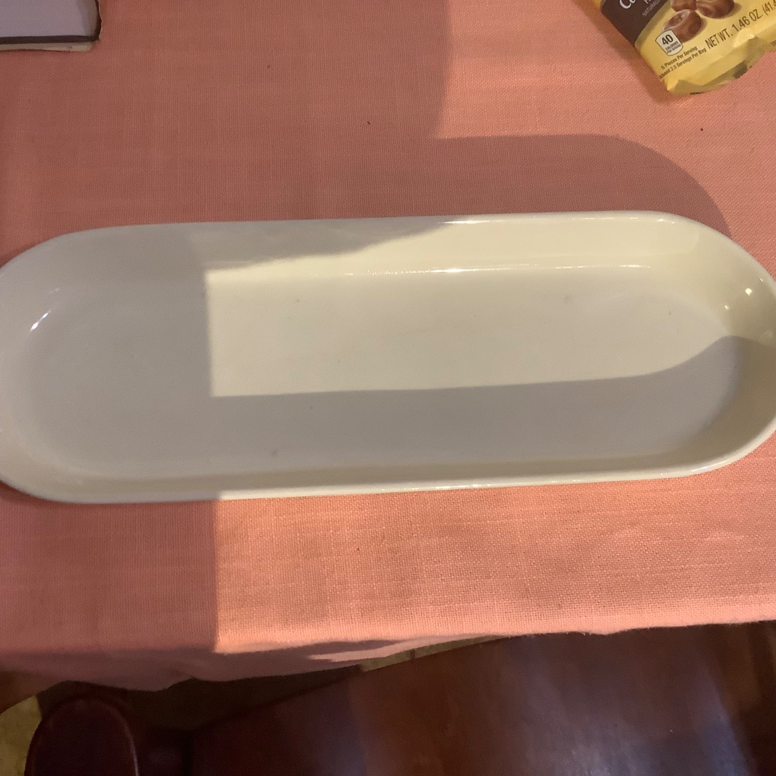 Vintage McCoy #0658 Beige-Cream 14″ Ceramic Oblong Bread Serving Tray/Excellent