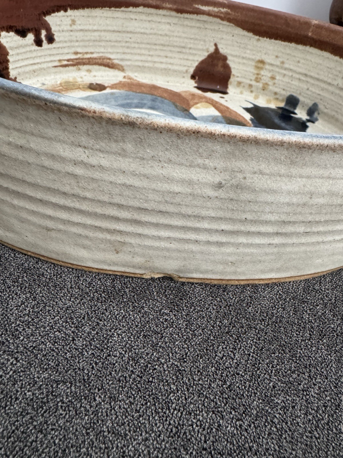Welsch 1984 Ceramic Pottery Serving Bowl w/ Handles + 4 Goblets